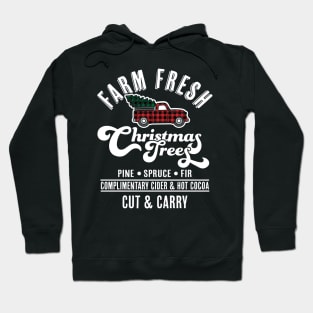 Farm Fresh Christmas Trees - Red Truck Buffalo Plaid Xmas Hoodie